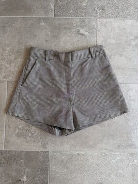 Plaid Tailored Women's Shorts - Grey